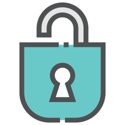 shield, unlock, protection, safety, lock, security, secure icon icon